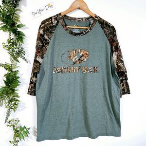 Mossy Oak Camo Camouflage Hunting Mens 3/4 Sleeve Shirt Sz XL -‎ Ts317.8